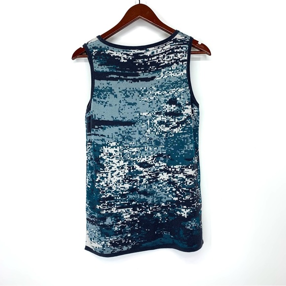 Marla Wynne Pixelated Abstract Sleeveless Knit Tank Slit Hem Crew To Scoop Neck - Picture 2 of 16